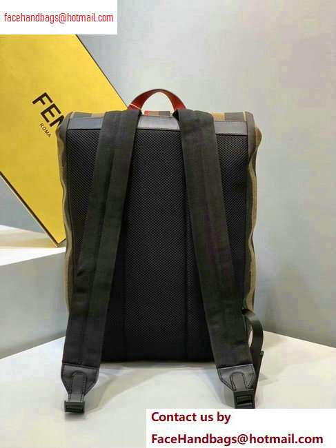 Fendi Jacquard Fabric FF Motif Wide-design Backpack Bag Brown Pequin Striped 2020 - Click Image to Close