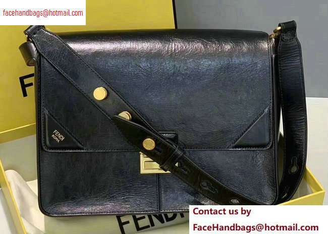 Fendi Leather Kan U Large Bag Glossy Black 2020 - Click Image to Close