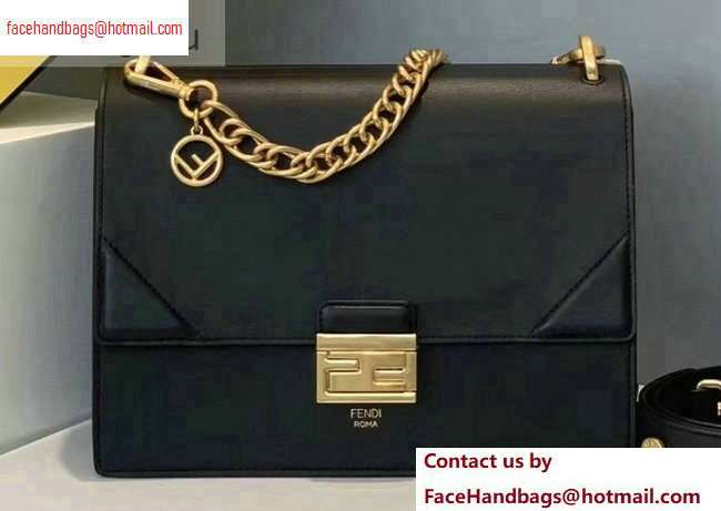 Fendi Leather Kan U Medium Bag Black 2020 - Click Image to Close