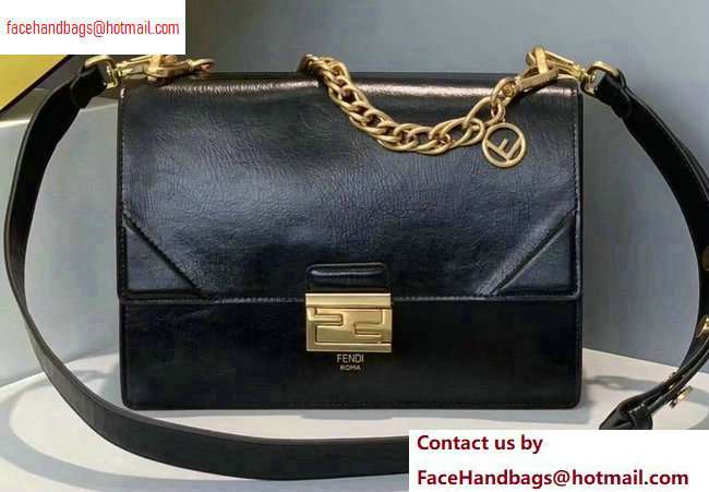Fendi Leather Kan U Medium Bag Glossy Black 2020 Fendi Leather Kan U Medium Bag Glossy Black 2020