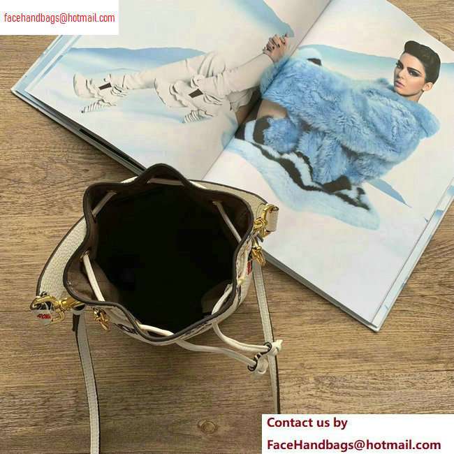 Fendi Mania Logo Mon Tresor Bucket Bag White/Red/Blue 2020 - Click Image to Close