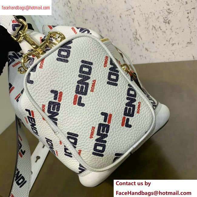 Fendi Mania Logo Zippered Mon Tresor Bucket Bag White/Red/Blue 2020 - Click Image to Close