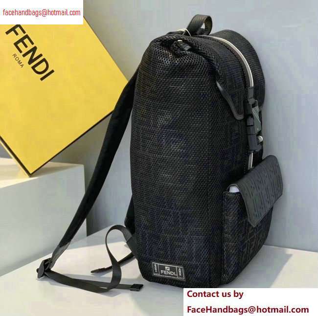 Fendi Mesh Fabric FF Motif Wide-design Backpack Bag Black 2020