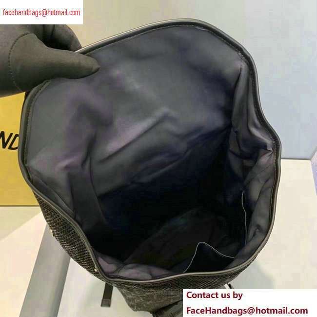 Fendi Mesh Fabric FF Motif Wide-design Backpack Bag Black 2020 - Click Image to Close