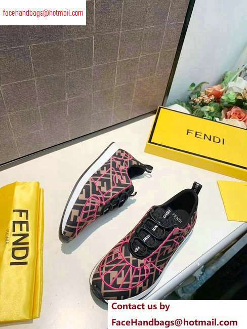 Fendi Multicolor Lycra FFreedom Slip-on Sneakers Brown/Fuchsia 2020