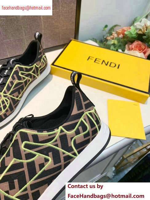 Fendi Multicolor Lycra FFreedom Slip-on Sneakers Brown/Green 2020