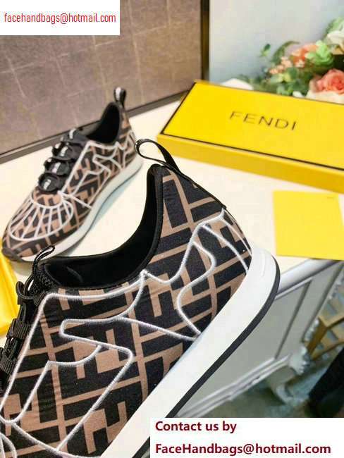 Fendi Multicolor Lycra FFreedom Slip-on Sneakers Brown/White 2020 - Click Image to Close