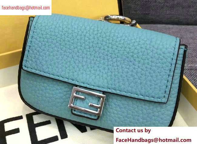 Fendi Roma Amor Leather Micro Baguette Bag Charm Sky Blue 2020 - Click Image to Close