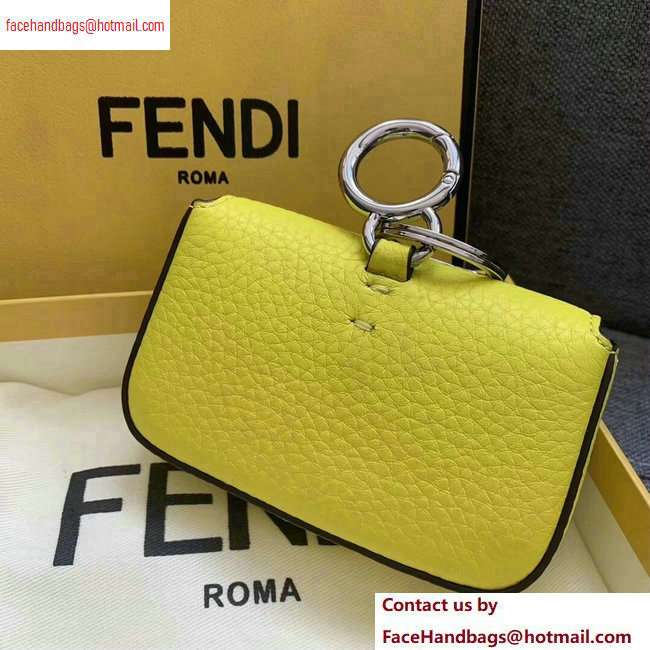 Fendi Roma Amor Leather Micro Baguette Bag Charm Yellow 2020