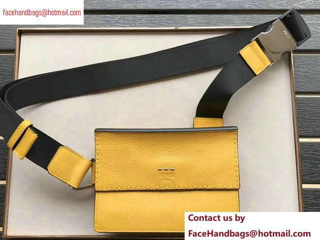Fendi Roma Leather Messenger Bag Yellow 2020 - Click Image to Close