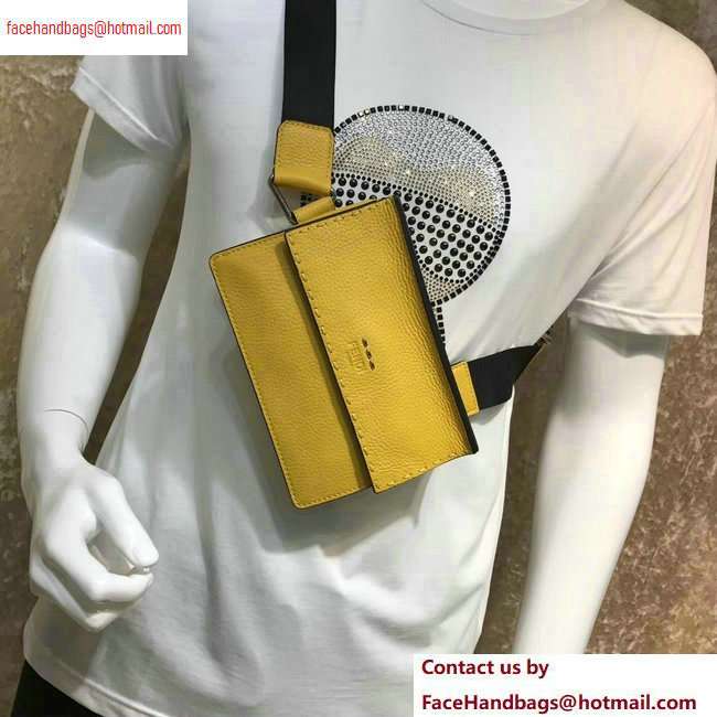 Fendi Roma Leather Messenger Bag Yellow 2020