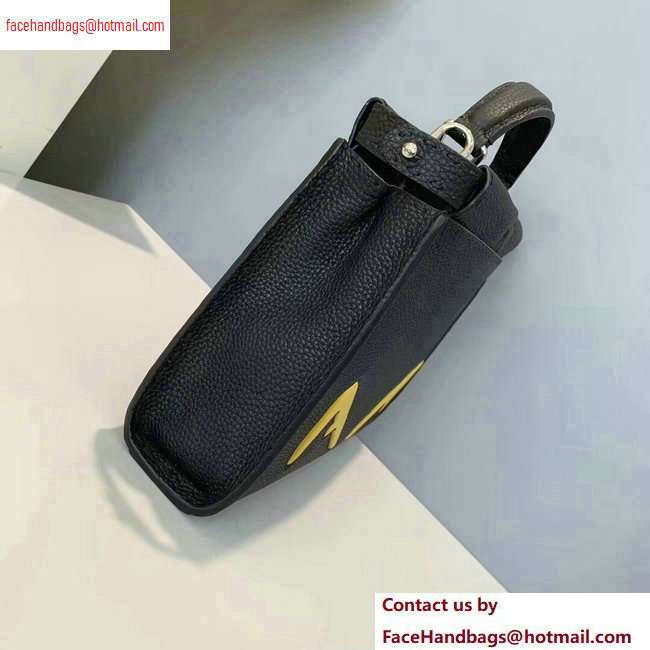 Fendi Roman Leather Bag Bugs Mini Peekaboo Fit Messenger Bag Black/Yellow Diabolic Eyes 2020