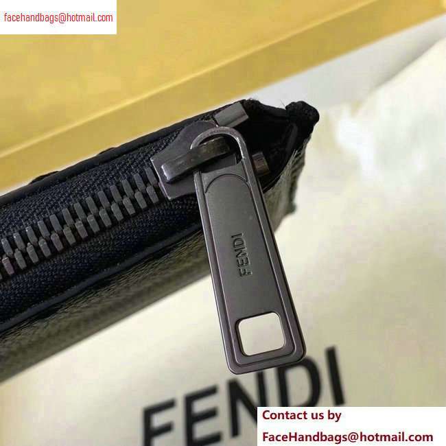 Fendi Roman Leather Pouch Clutch Bag Black - Click Image to Close