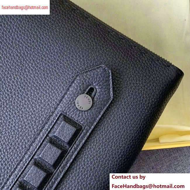 Fendi Roman Leather Pouch Clutch Bag Black - Click Image to Close