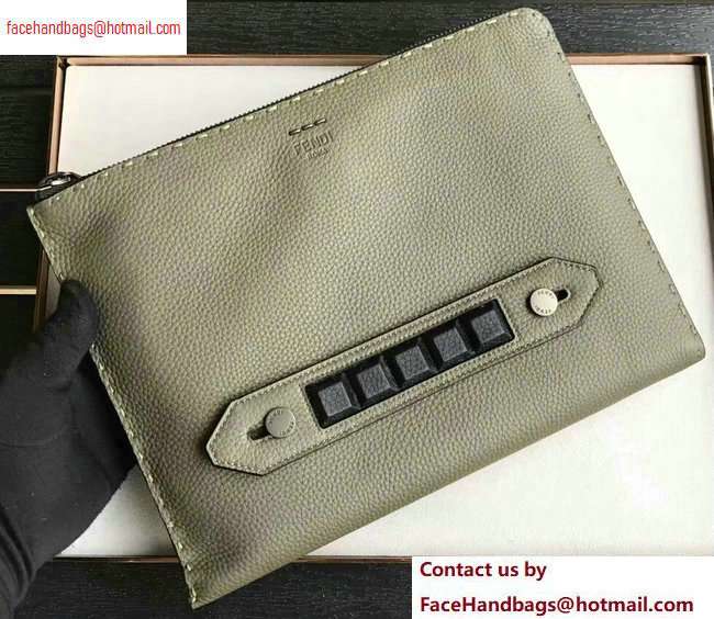 Fendi Roman Leather Pouch Clutch Bag - Click Image to Close