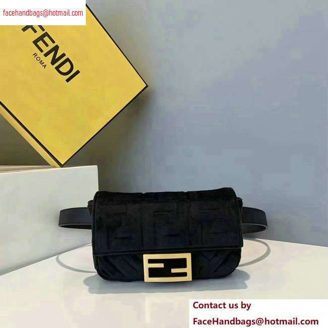 Fendi Velvet Embossed FF Motif Baguette Belt Bag Black 2020 - Click Image to Close