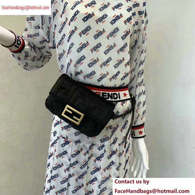 Fendi Velvet Embossed FF Motif Baguette Belt Bag Black 2020 - Click Image to Close