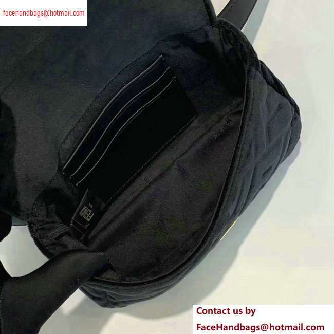 Fendi Velvet Embossed FF Motif Baguette Belt Bag Black 2020
