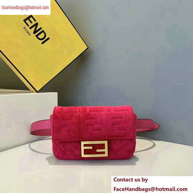 Fendi Velvet Embossed FF Motif Baguette Belt Bag Fuchsia 2020 - Click Image to Close
