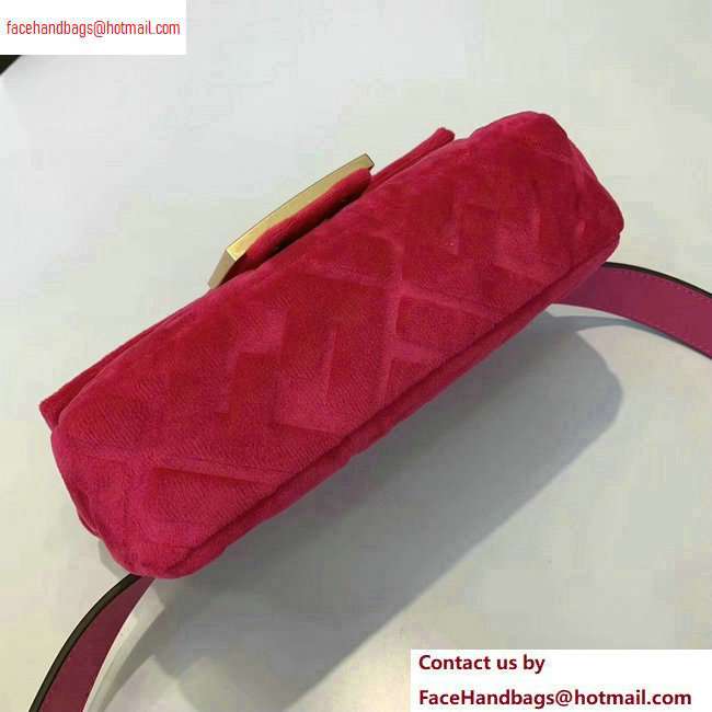 Fendi Velvet Embossed FF Motif Baguette Belt Bag Fuchsia 2020