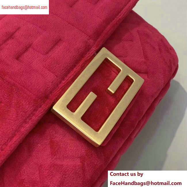 Fendi Velvet Embossed FF Motif Baguette Belt Bag Fuchsia 2020 - Click Image to Close