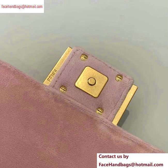 Fendi Velvet Embossed FF Motif Baguette Belt Bag Pink 2020 - Click Image to Close