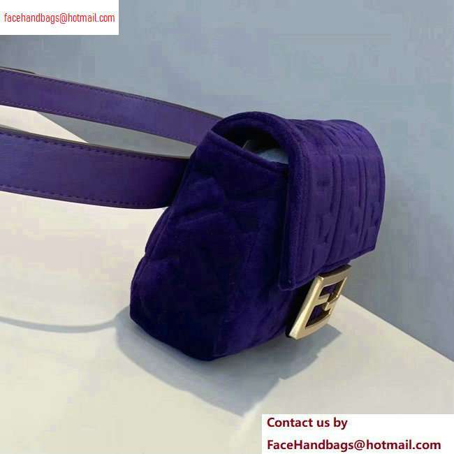 Fendi Velvet Embossed FF Motif Baguette Belt Bag Purple 2020 - Click Image to Close