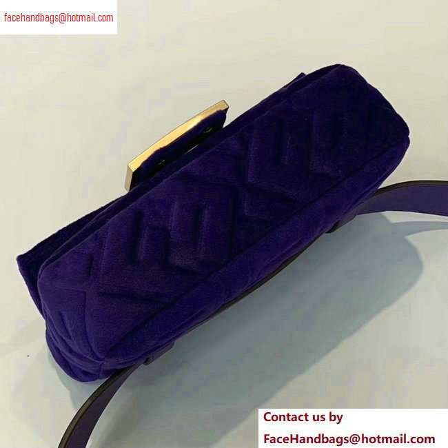 Fendi Velvet Embossed FF Motif Baguette Belt Bag Purple 2020