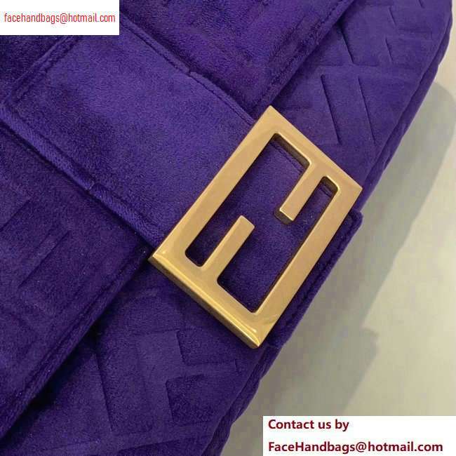 Fendi Velvet Embossed FF Motif Baguette Large Bag Purple 2020 - Click Image to Close