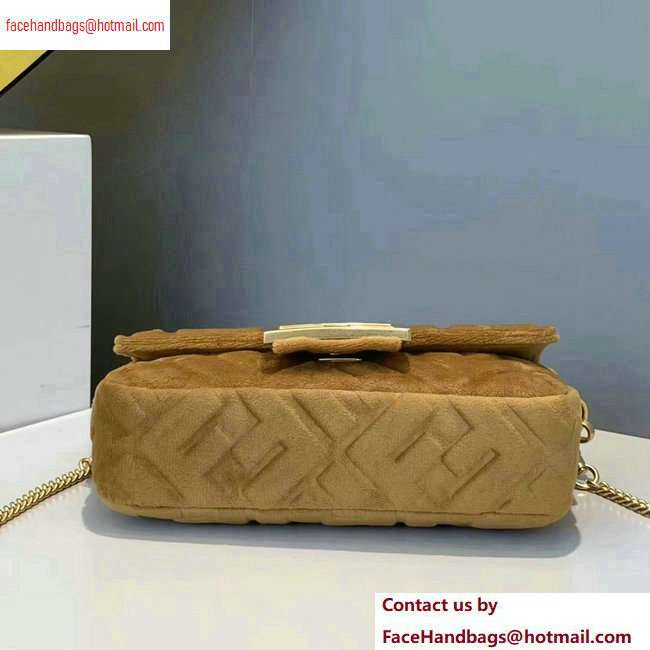 Fendi Velvet Embossed FF Motif Baguette Mini Bag Brown 2020 - Click Image to Close