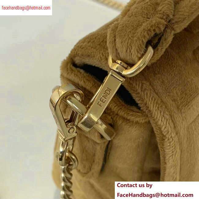Fendi Velvet Embossed FF Motif Baguette Mini Bag Brown 2020 - Click Image to Close
