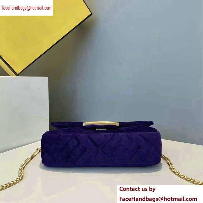Fendi Velvet Embossed FF Motif Baguette Mini Bag Purple 2020 - Click Image to Close