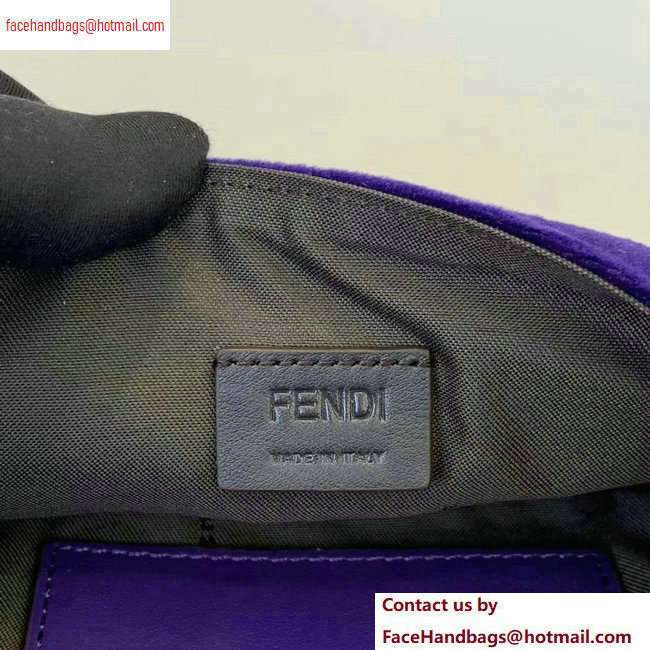 Fendi Velvet Embossed FF Motif Baguette Mini Bag Purple 2020