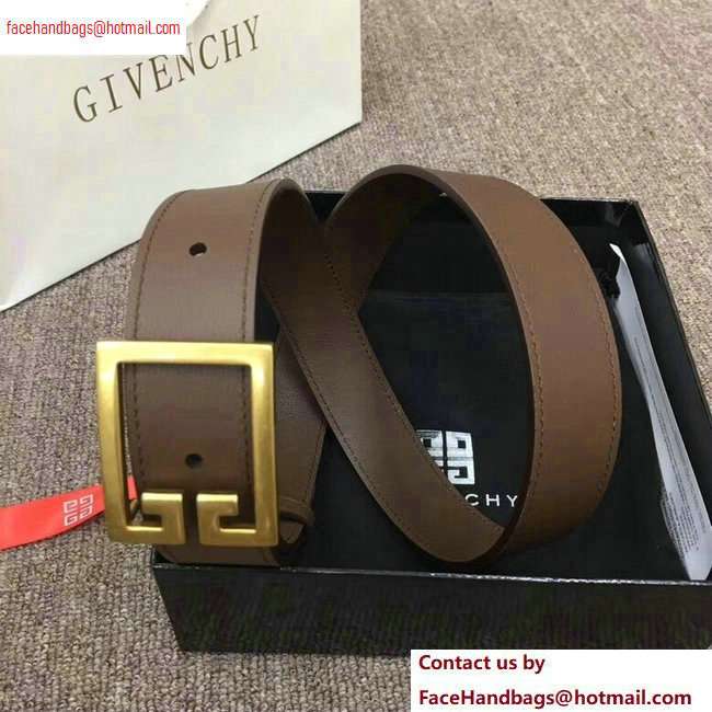 Givenchy Width 3cm Leather Belt Coffee with Double G Buckle
