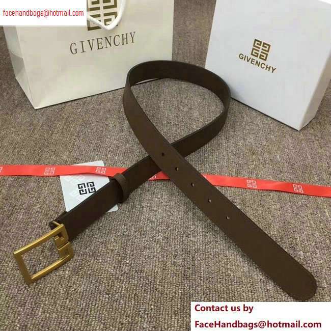 Givenchy Width 3cm Leather Belt Coffee with Double G Buckle