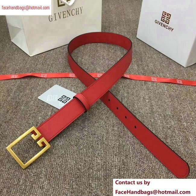 Givenchy Width 3cm Leather Belt Red with Double G Buckle