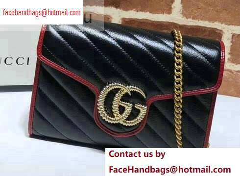 Gucci Diagonal GG Marmont Mini Shoulder Bag 573807/474575 Black 2020 - Click Image to Close