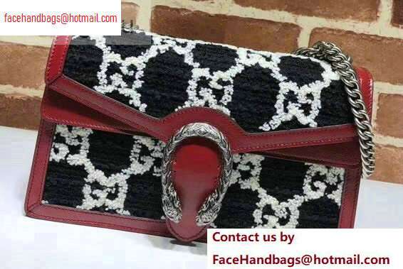 Gucci Dionysus GG Tweed Small Shoulder Bag 400249 Black/White 2020 - Click Image to Close