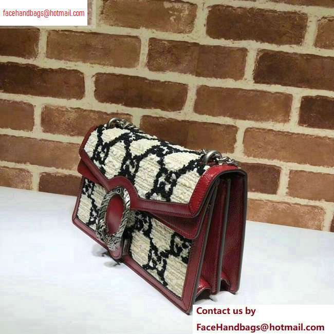 Gucci Dionysus GG Tweed Small Shoulder Bag 400249 White/Black 2020 - Click Image to Close