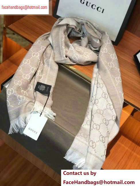 Gucci GG Jacquard Pattern Knitted Scarf 133483 180x48cm Camel