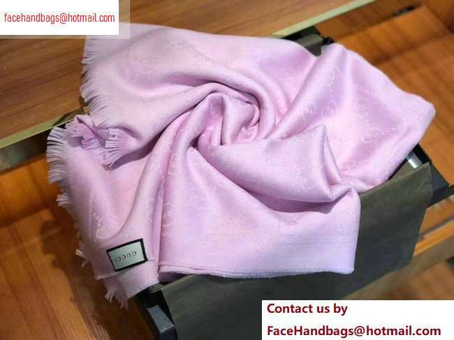 Gucci GG Jacquard Pattern Knitted Scarf 133483 180x48cm Pink