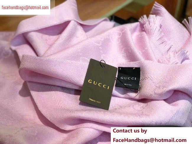 Gucci GG Jacquard Pattern Knitted Scarf 133483 180x48cm Pink
