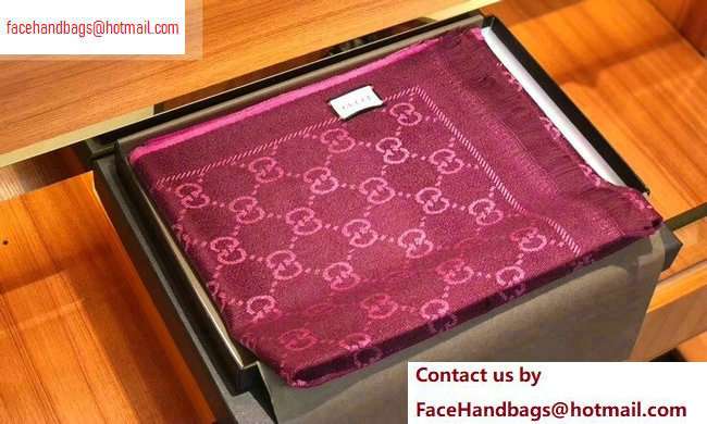 Gucci GG Jacquard Pattern Knitted Scarf 133483 180x48cm Purple - Click Image to Close