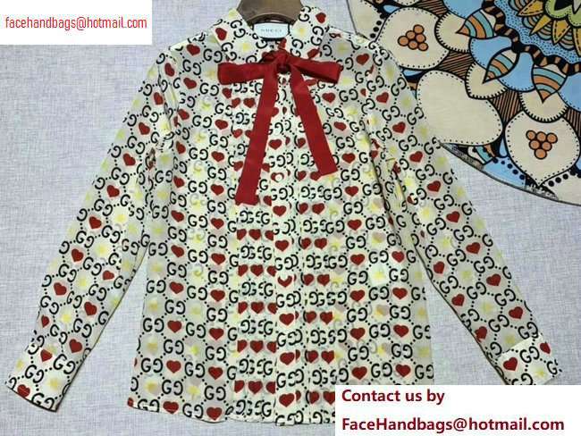 Gucci GG and Red Heart Print Shirt 2020