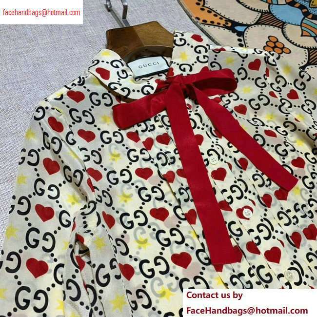 Gucci GG and Red Heart Print Shirt 2020