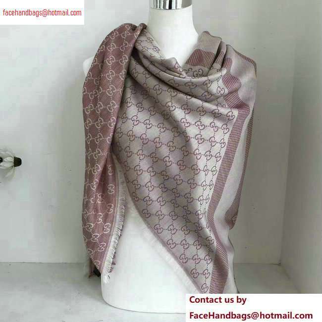 Gucci GG and Stripe Scarf 140x140cm Pink 2020