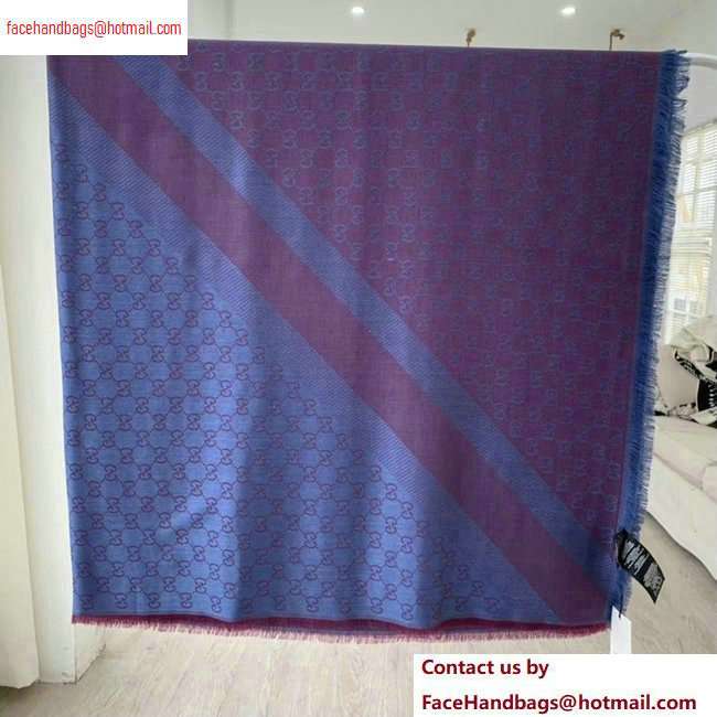 Gucci GG and Stripe Scarf 140x140cm Purple 2020
