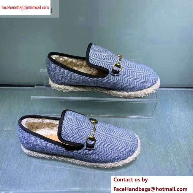 Gucci Horsebit Merino Wool Lining Loafers 575850 Denim Blue 2020