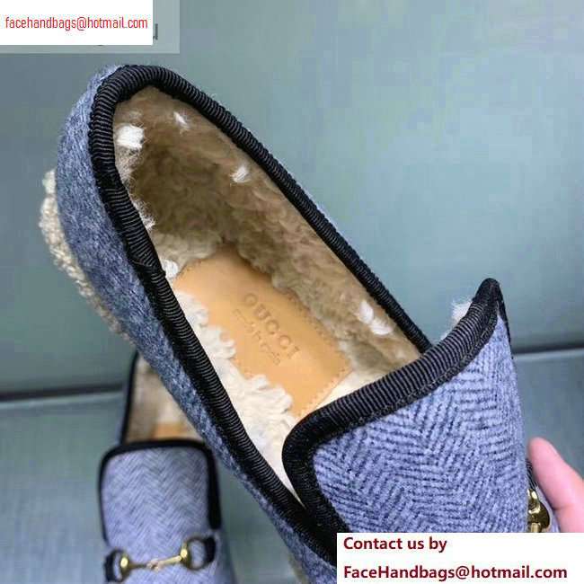 Gucci Horsebit Merino Wool Lining Loafers 575850 Denim Blue 2020