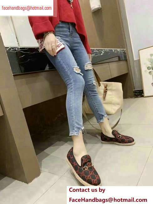 Gucci Horsebit Merino Wool Lining Loafers 575850 GG Wool Blue/Red 2020